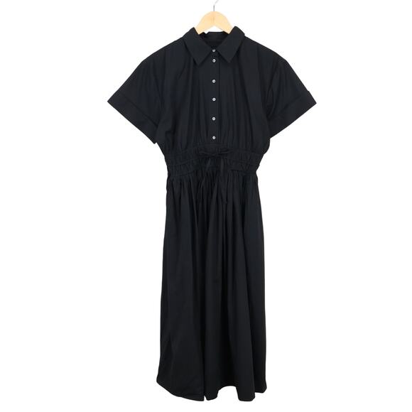 J.Crew Elena Midi Shirtdress Cotton Poplin Black Size 6 NWT - Picture 2 of 10
